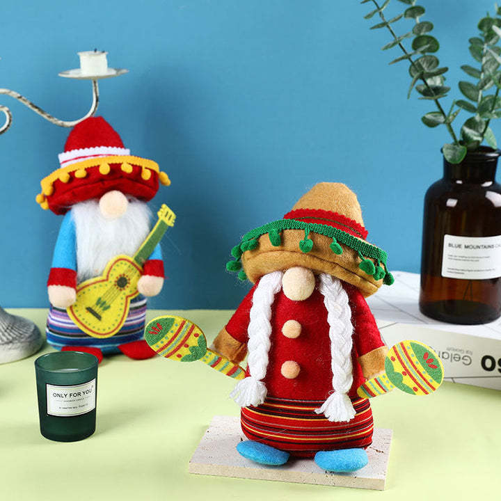 Mexican Gnome Doll Set | Colorful Carnival Table Decor
