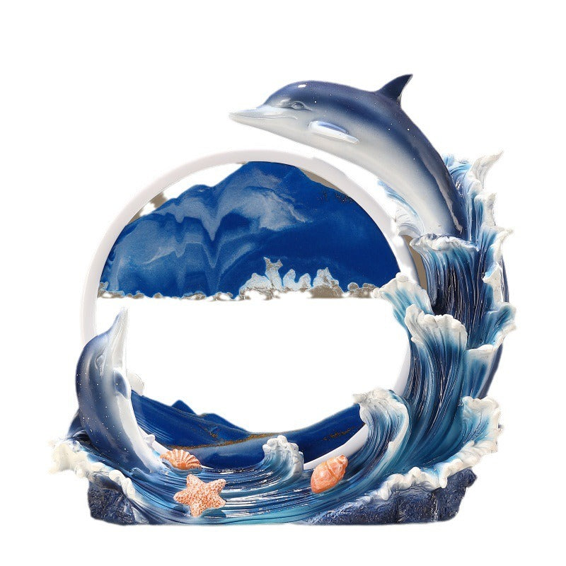 Dolphin Sand Painting Ornament for Ocean-Inspired Decor