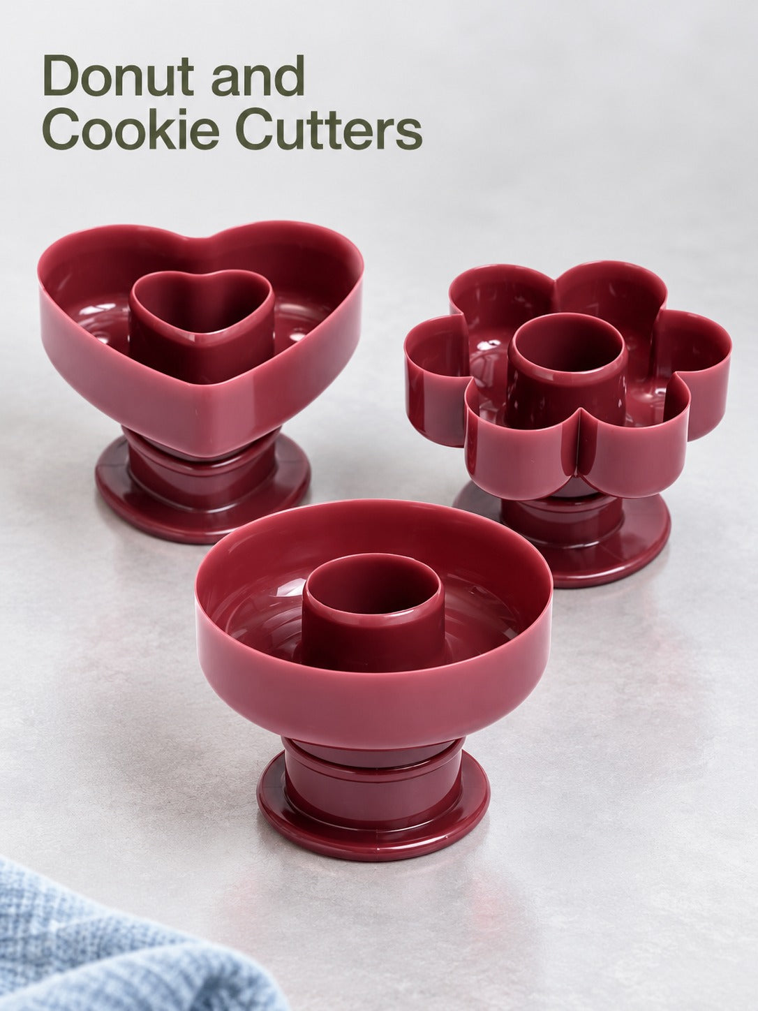 Donut and Cookie Cutter Set: Heart, Flower, Round Shapes