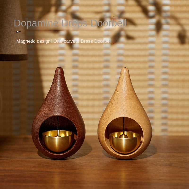 Decorative Doorbell With Brass Bell And Carved Wood