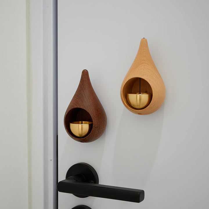 Decorative Doorbell With Brass Bell And Carved Wood