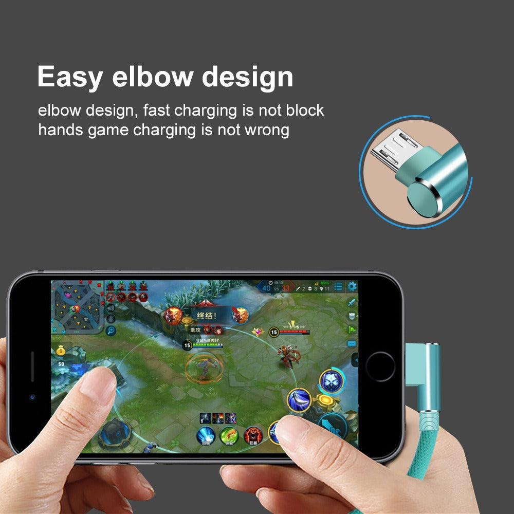 90 Degree Right Angle Charging Cable for Mobile Gaming
