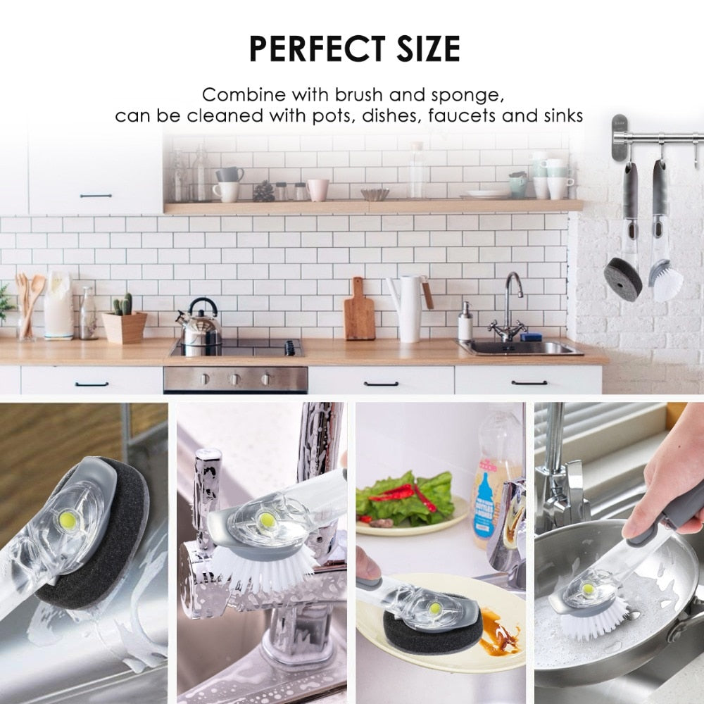 Dish Brush With Soap Dispenser and Replacement Head