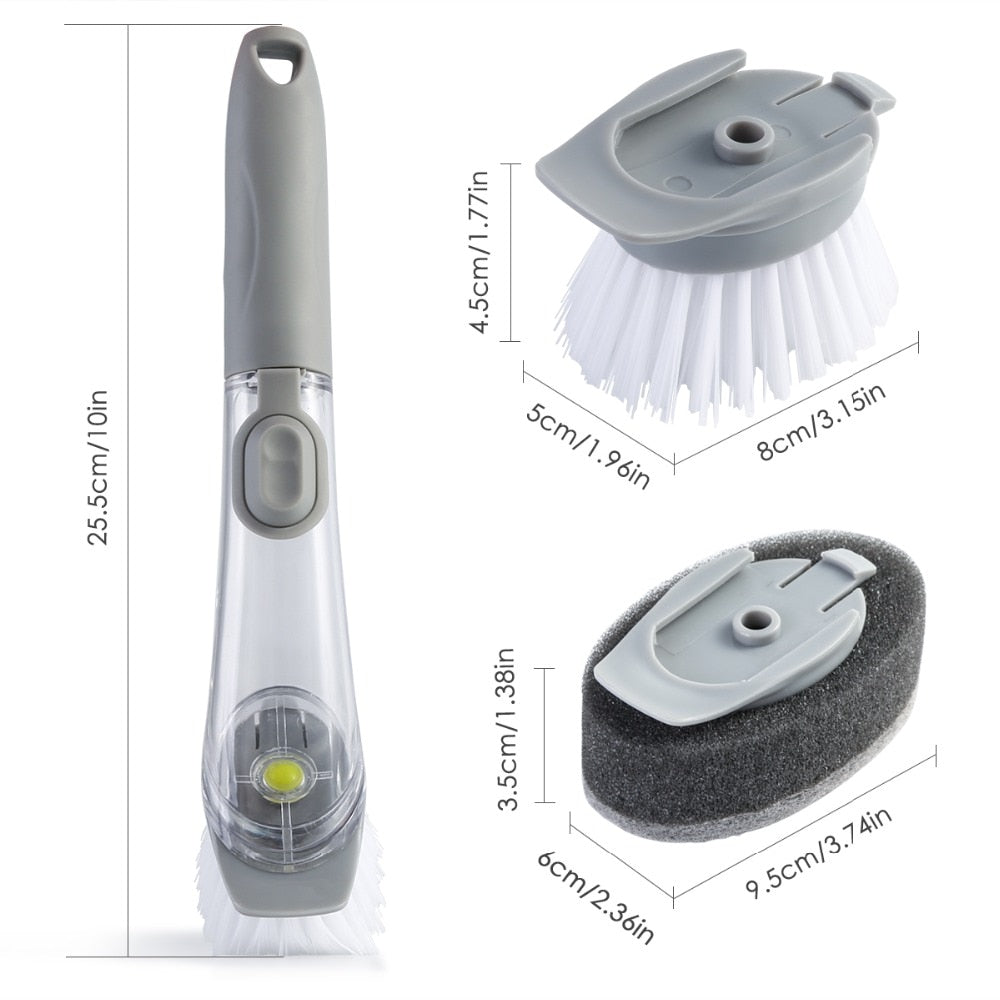 Dish Brush With Soap Dispenser and Replacement Head