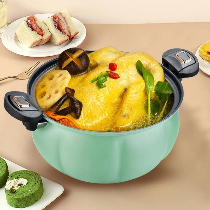 Pumpkin Soup Pot With Glass Lid and Steamer Tier