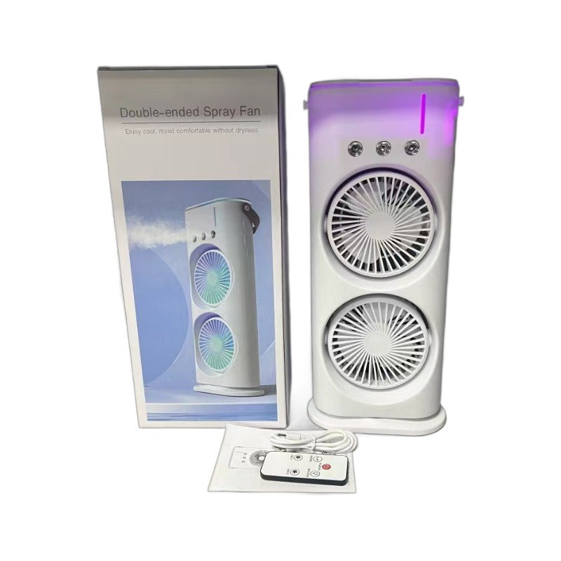 Dual Head USB Desk Fan with Mist for Cool, Moist Air