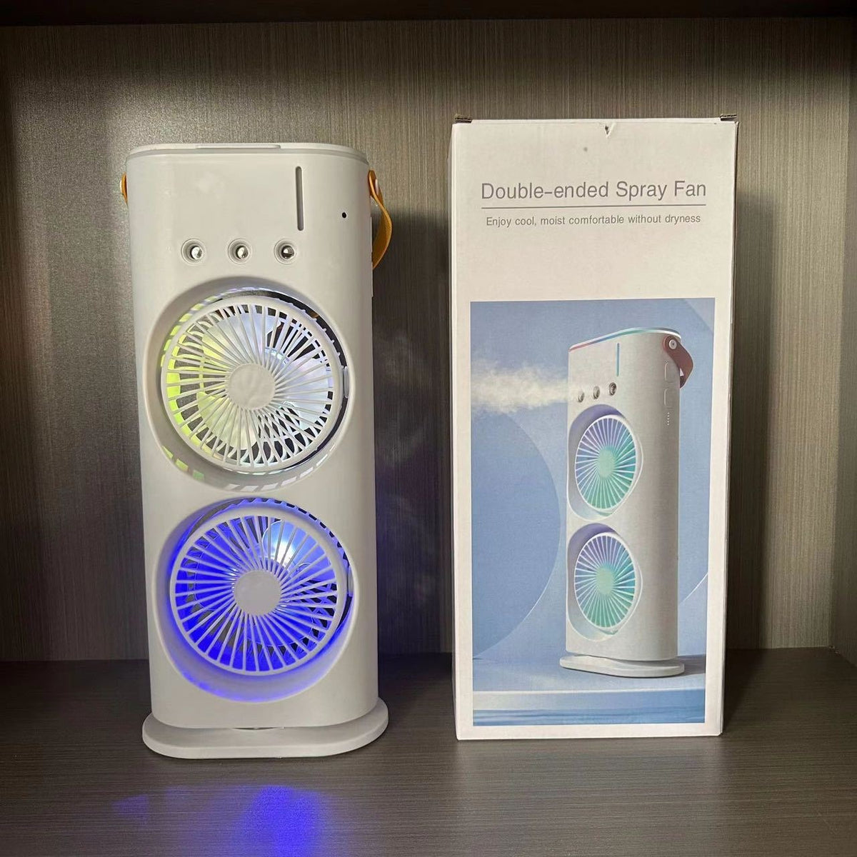Dual Head USB Desk Fan with Mist for Cool, Moist Air