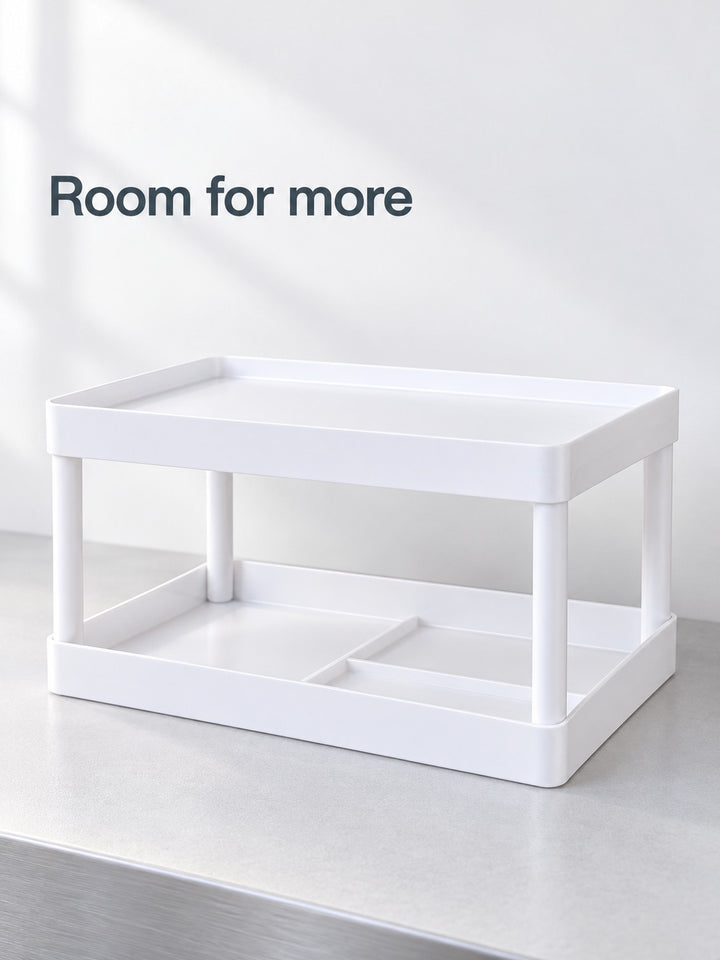 Double-Layer Desktop Shelf Rack for Dorm Desks, No Tools