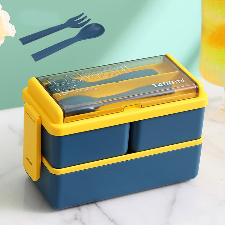Two-Tier Lunch Box with Cutlery, 1400 ml Capacity Set
