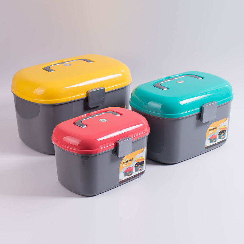 Double Layer Plastic Medicine Box with Handle and Latch
