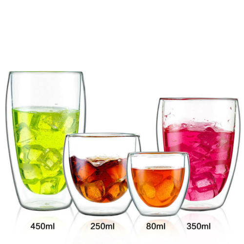 Double Wall Glass Coffee Mug, Heat-Resistant Borosilicate