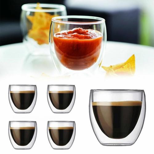 Double Wall Glass Coffee Mug, Heat-Resistant Borosilicate