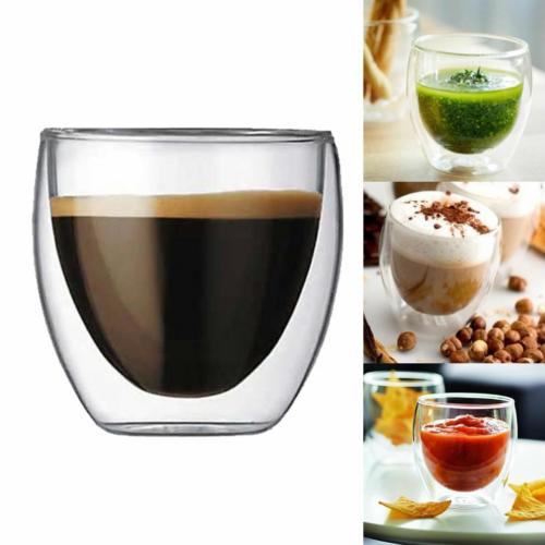 Double Wall Glass Coffee Mug, Heat-Resistant Borosilicate