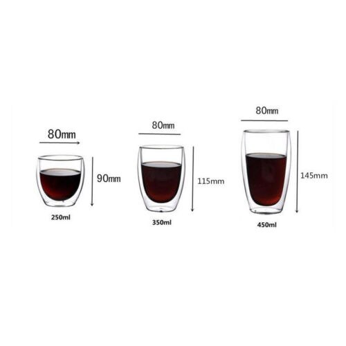 Double Wall Glass Coffee Mug, Heat-Resistant Borosilicate