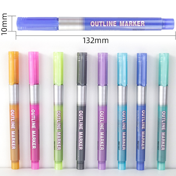 Double Line Outline Pen Set for Two-Tone Lettering