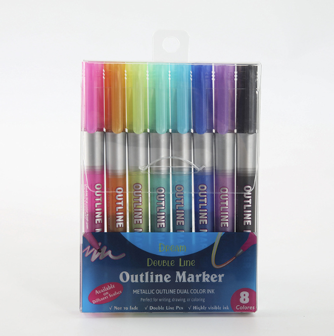 Double Line Outline Pen Set for Two-Tone Lettering