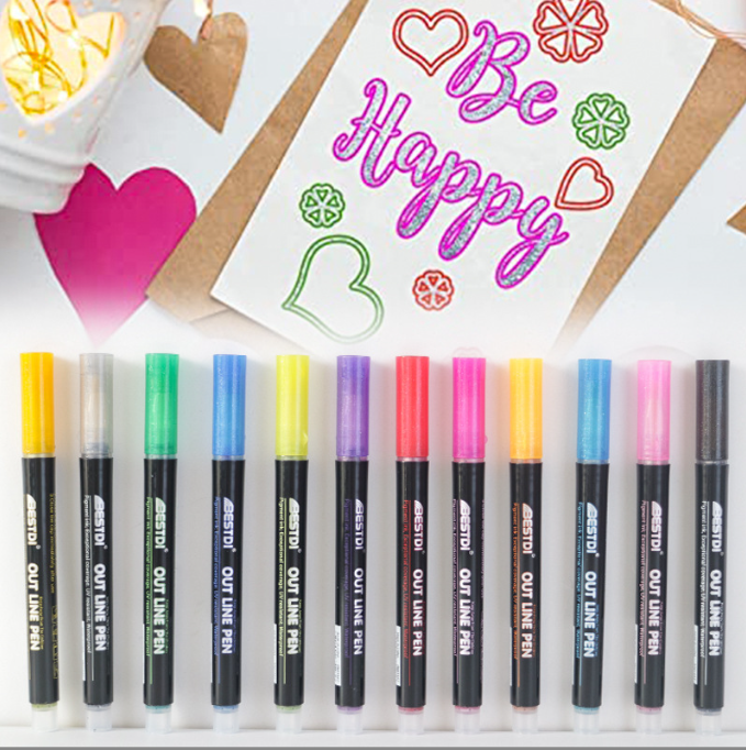 Double Line Outline Pen Set for Two-Tone Lettering