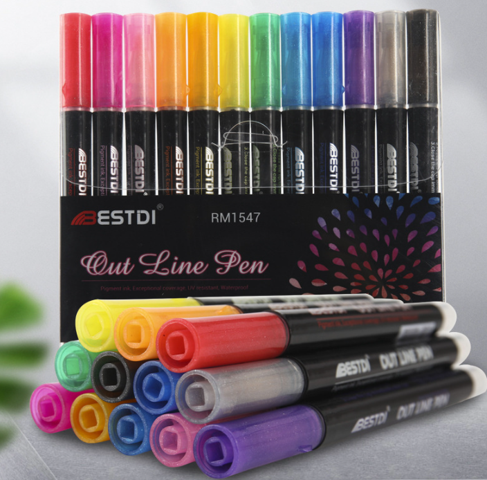 Double Line Outline Pen Set for Two-Tone Lettering