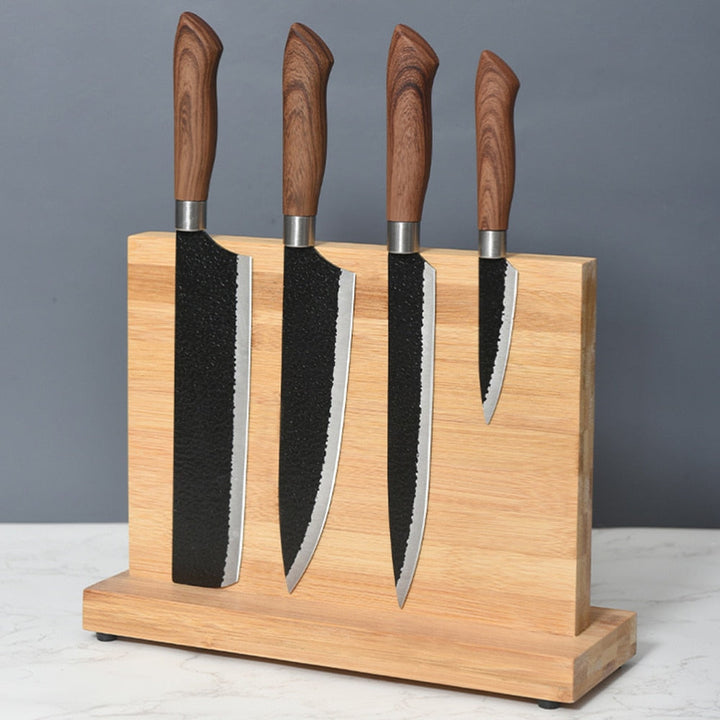 Bamboo Magnetic Knife Holder for Countertop Storage