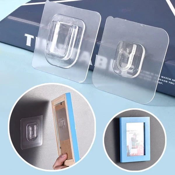Invisible Wall Hooks No Drill, Reusable Adhesive Hooks
