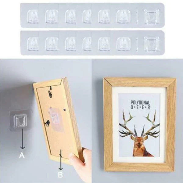 Invisible Wall Hooks No Drill, Reusable Adhesive Hooks