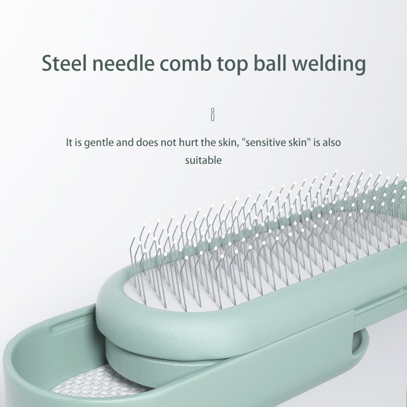 Pet Grooming Comb With Gentle Self-Cleaning Pin Brush