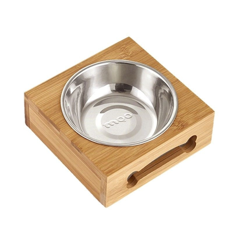 Elevated Dog & Cat Bowls with Bamboo Feeding Stand