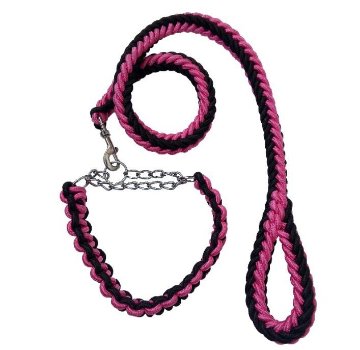 Large Dog Rope Leash & Chain Collar Set for Control