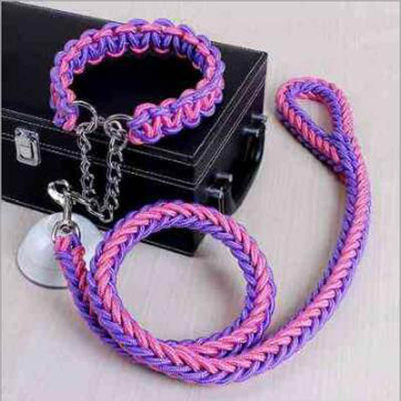 Large Dog Rope Leash & Chain Collar Set for Control
