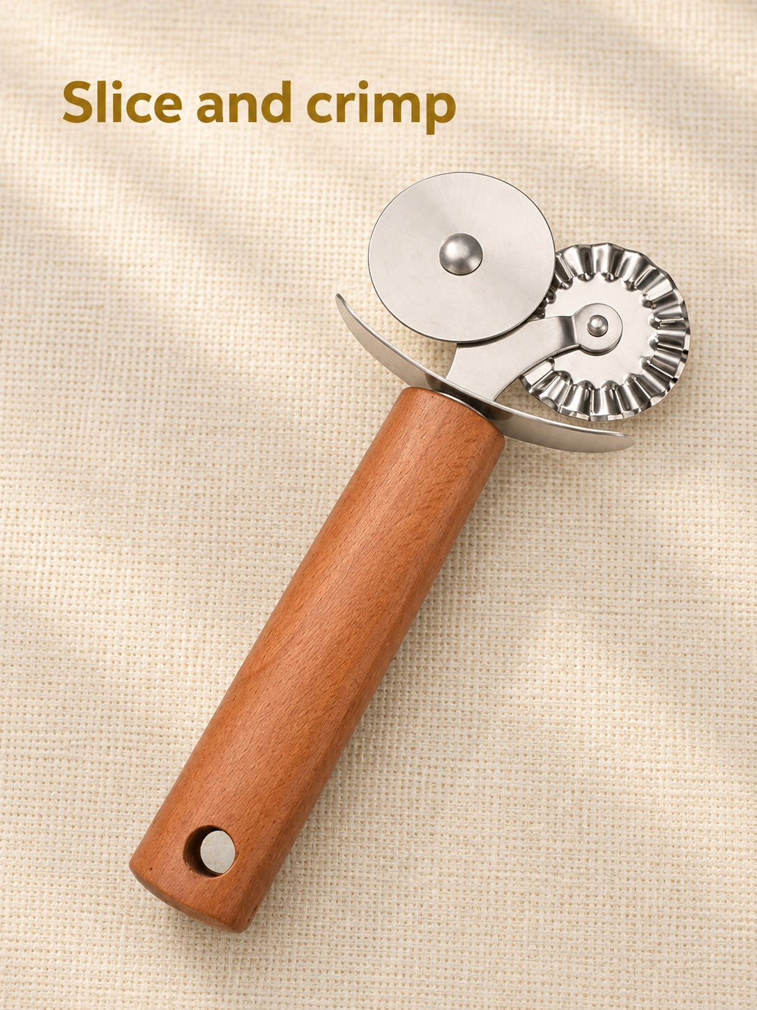 Double Wheel Pizza Cutter and Pastry Crimper Knife