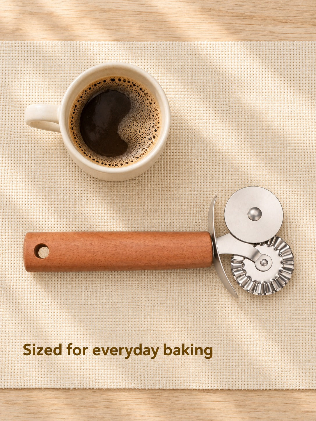 Double Wheel Pizza Cutter and Pastry Crimper Knife