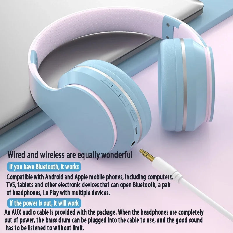Lightweight Pastel Wireless Headset for Kids & Gaming