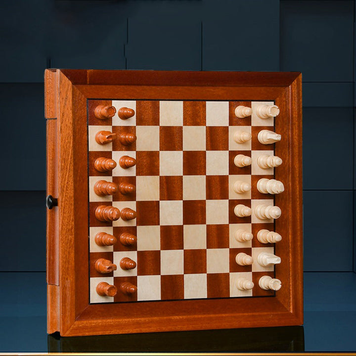 Magnetic Wooden Chess Set with Secure Drawer Storage