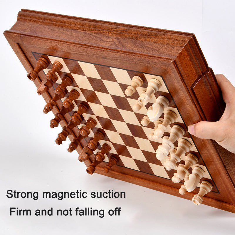 Magnetic Wooden Chess Set with Secure Drawer Storage