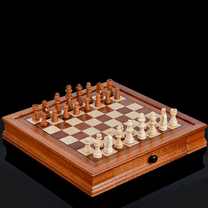 Magnetic Wooden Chess Set with Secure Drawer Storage