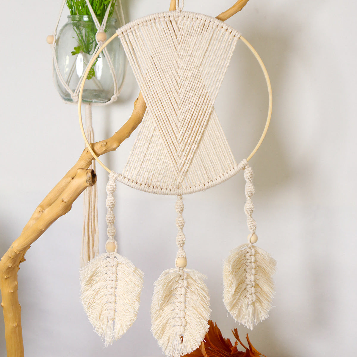 Bamboo Macramé Wall Hanging for Warm Boho Home Decor