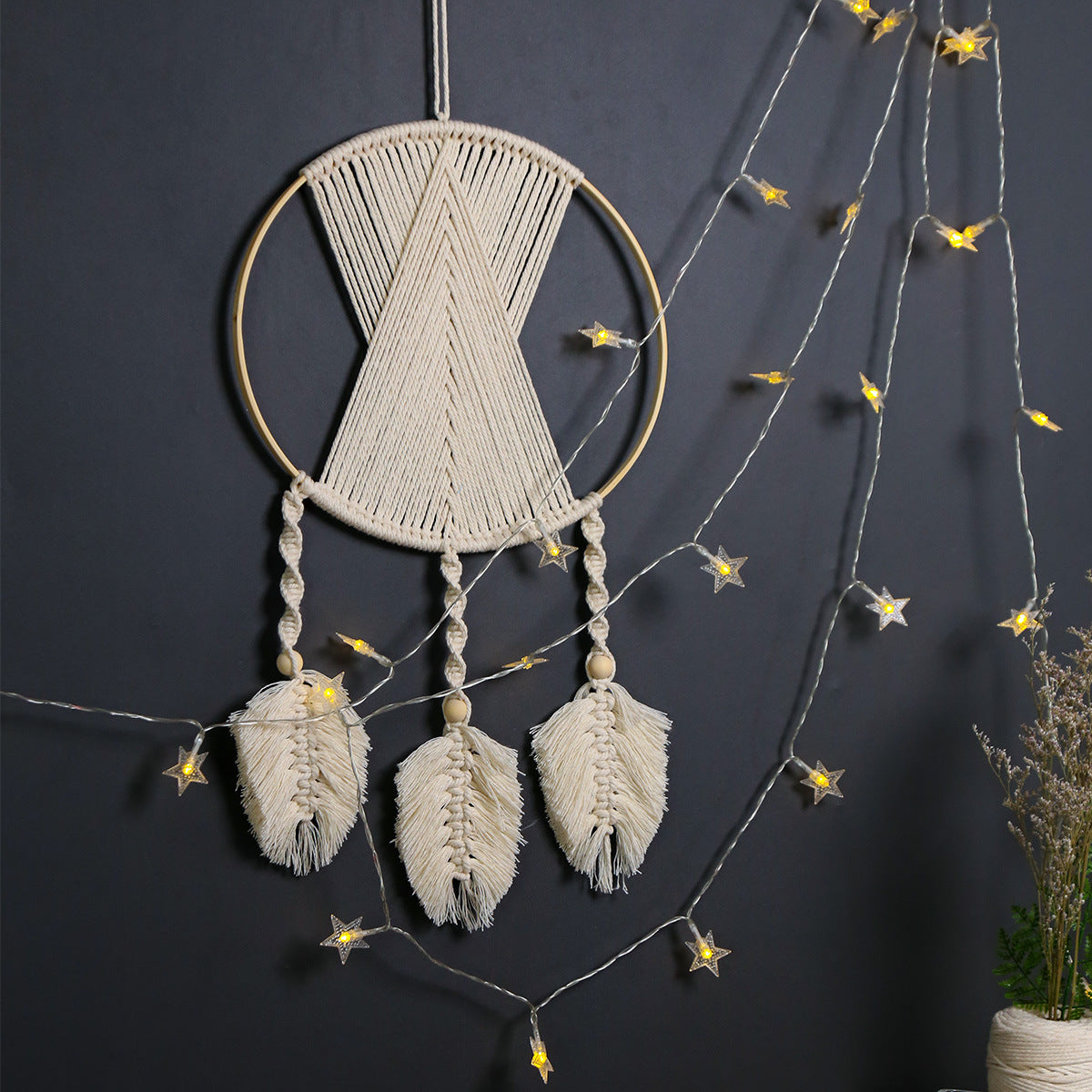 Bamboo Macramé Wall Hanging for Warm Boho Home Decor