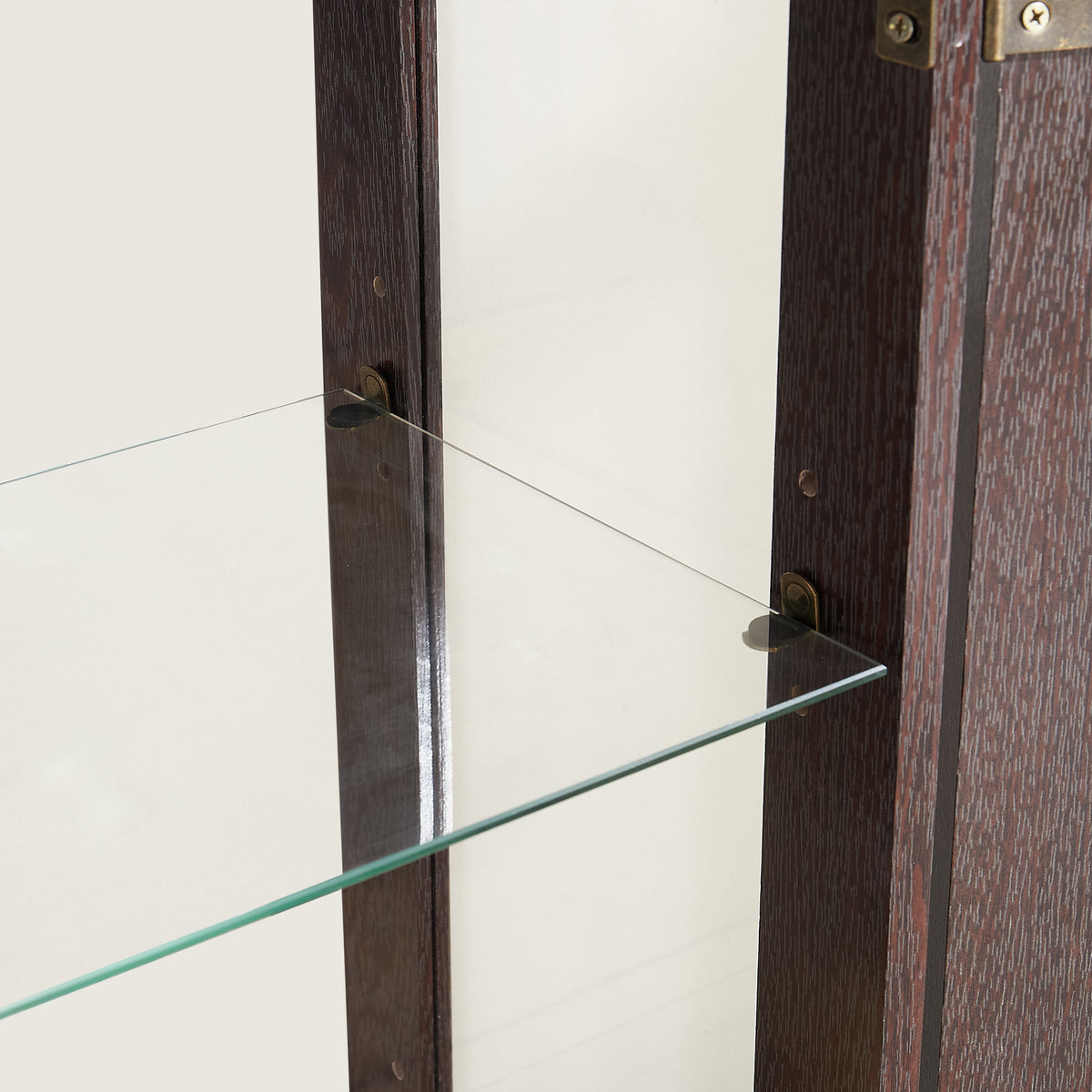 Dual Door Curio Cabinet with Mirror Back and Glass Shelves