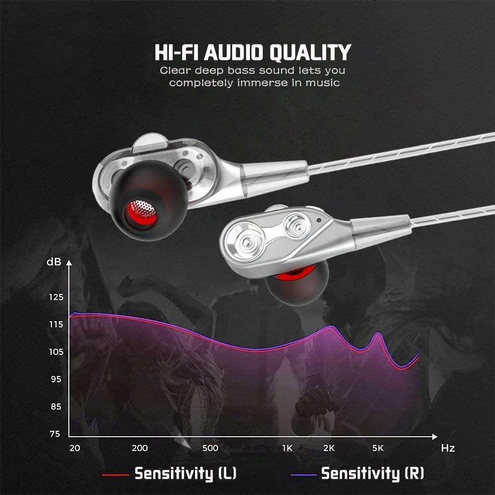 Wired Earphones with Deep Bass & Mic for iPhone, Android