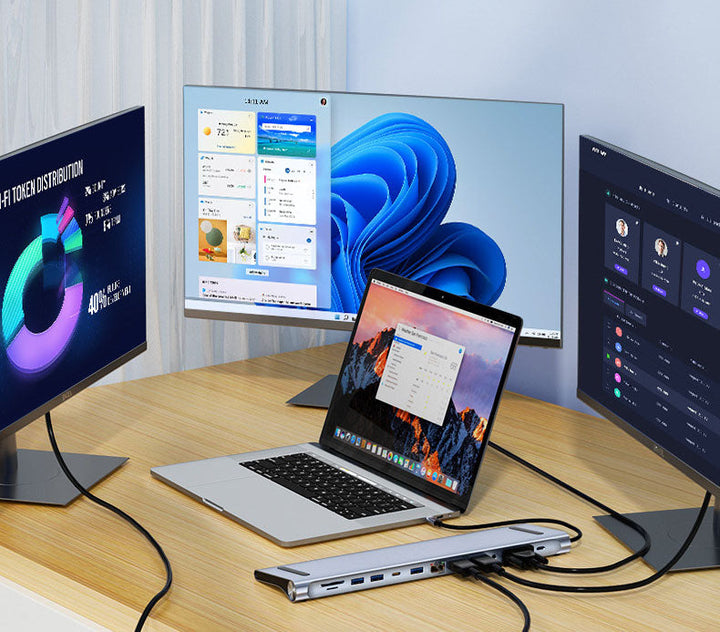 USB-C Docking Station, Dual HDMI 12-in-1 Hub for Laptops