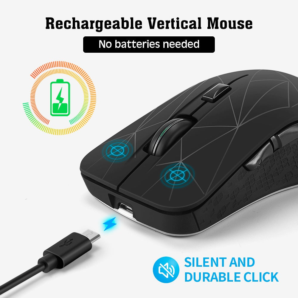 Silent Rechargeable Wireless Mouse with Bluetooth & RGB