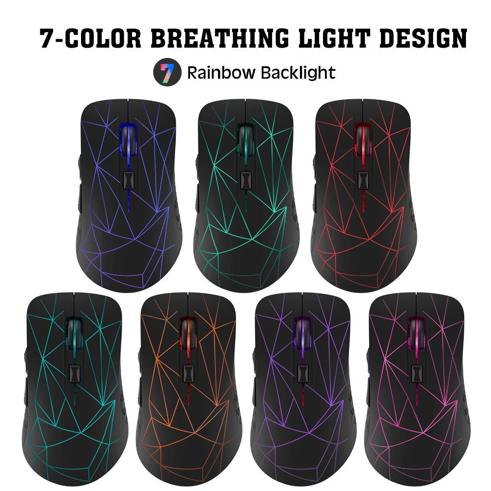 Silent Rechargeable Wireless Mouse with Bluetooth & RGB