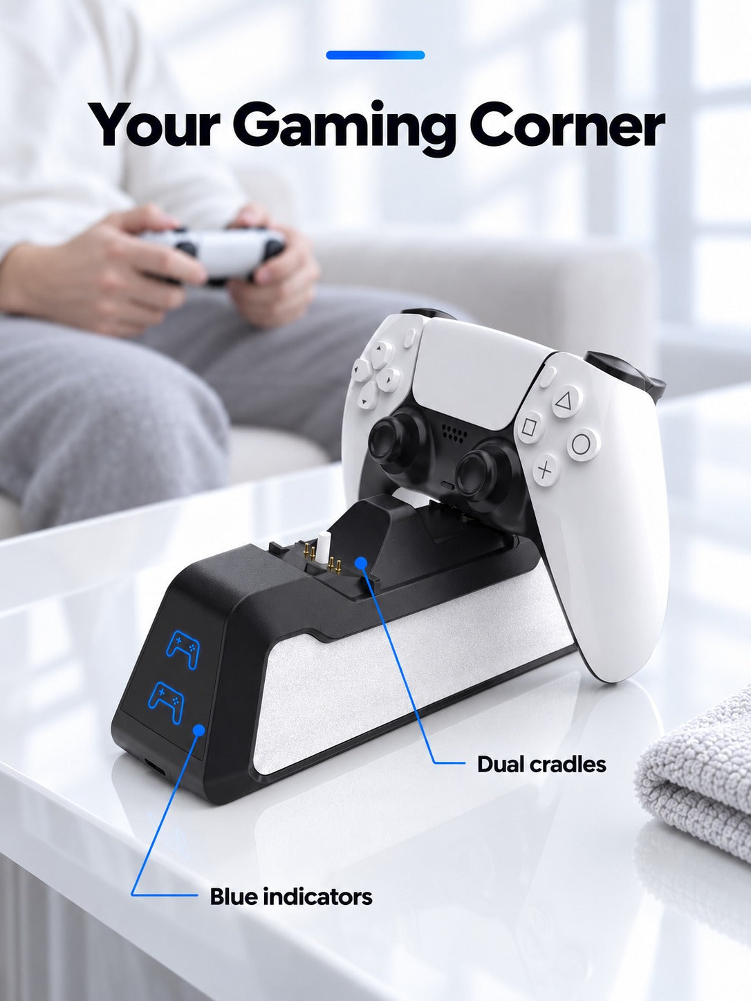 Dual PS5 Controller Charging Dock for Two Controllers
