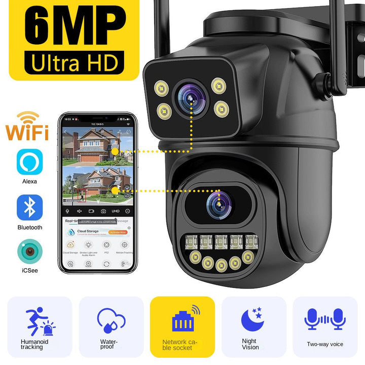 Dual Lens Outdoor WiFi Security Camera with 360° PTZ