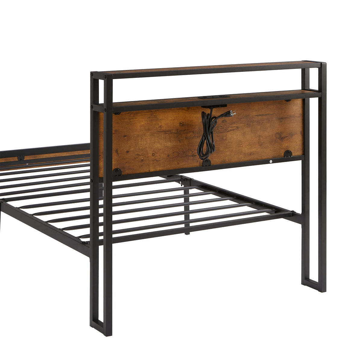 Platform Bed Frame with Headboard Shelf and LED Lights