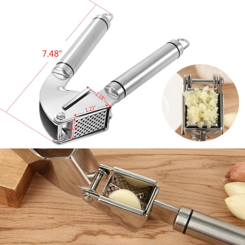 Stainless Steel Garlic Press with Peeler and Brush