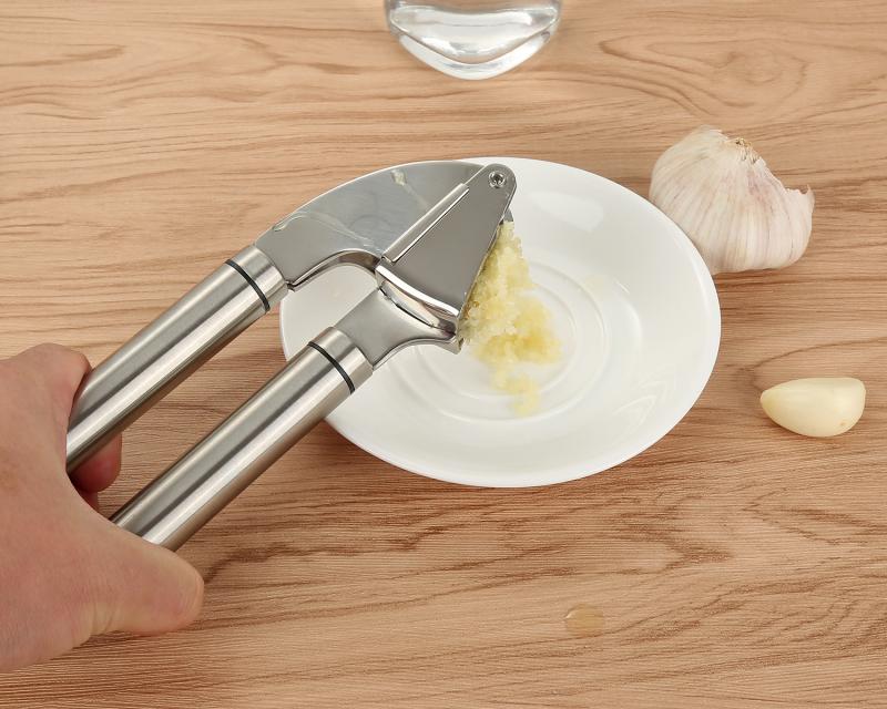 Stainless Steel Garlic Press with Peeler and Brush