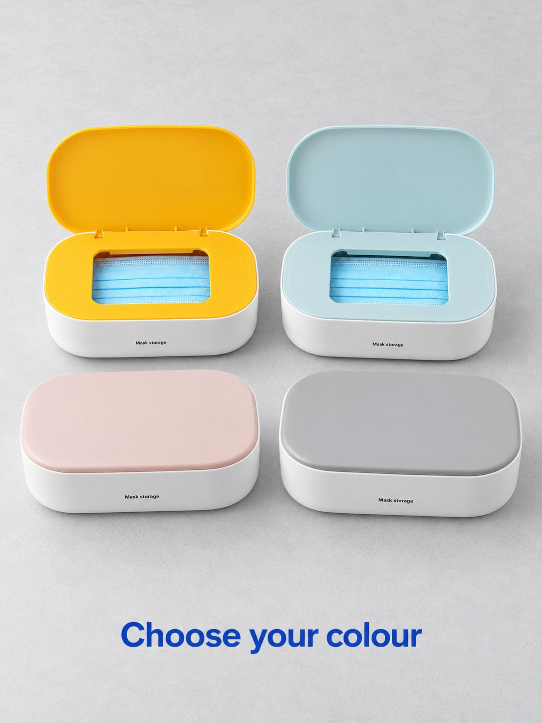 Dustproof Mask Storage Box With Lid for Desk or Wall