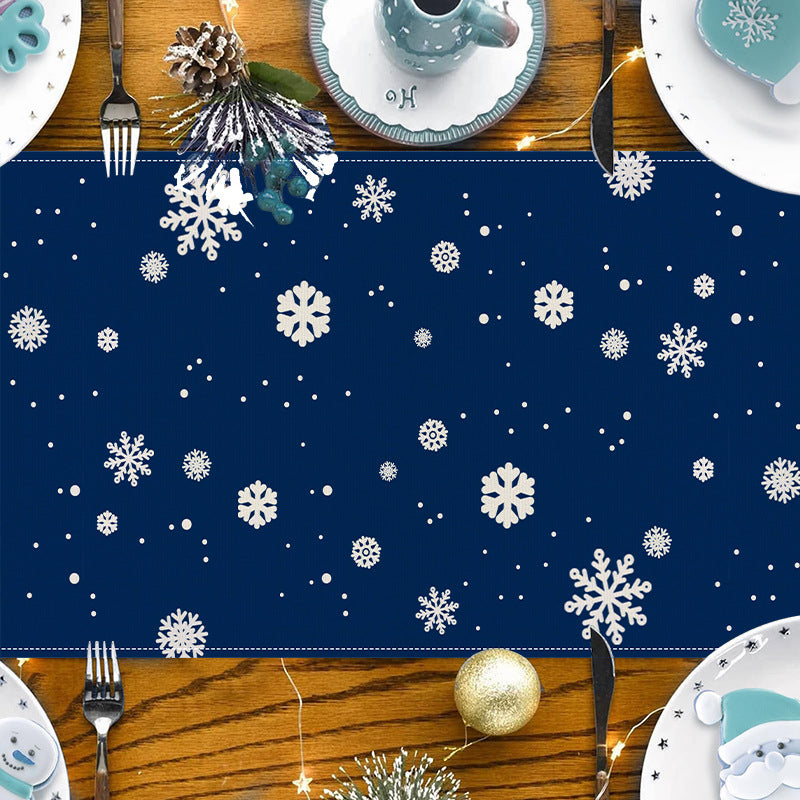 Christmas Table Runner with Gnome Snowflake Design