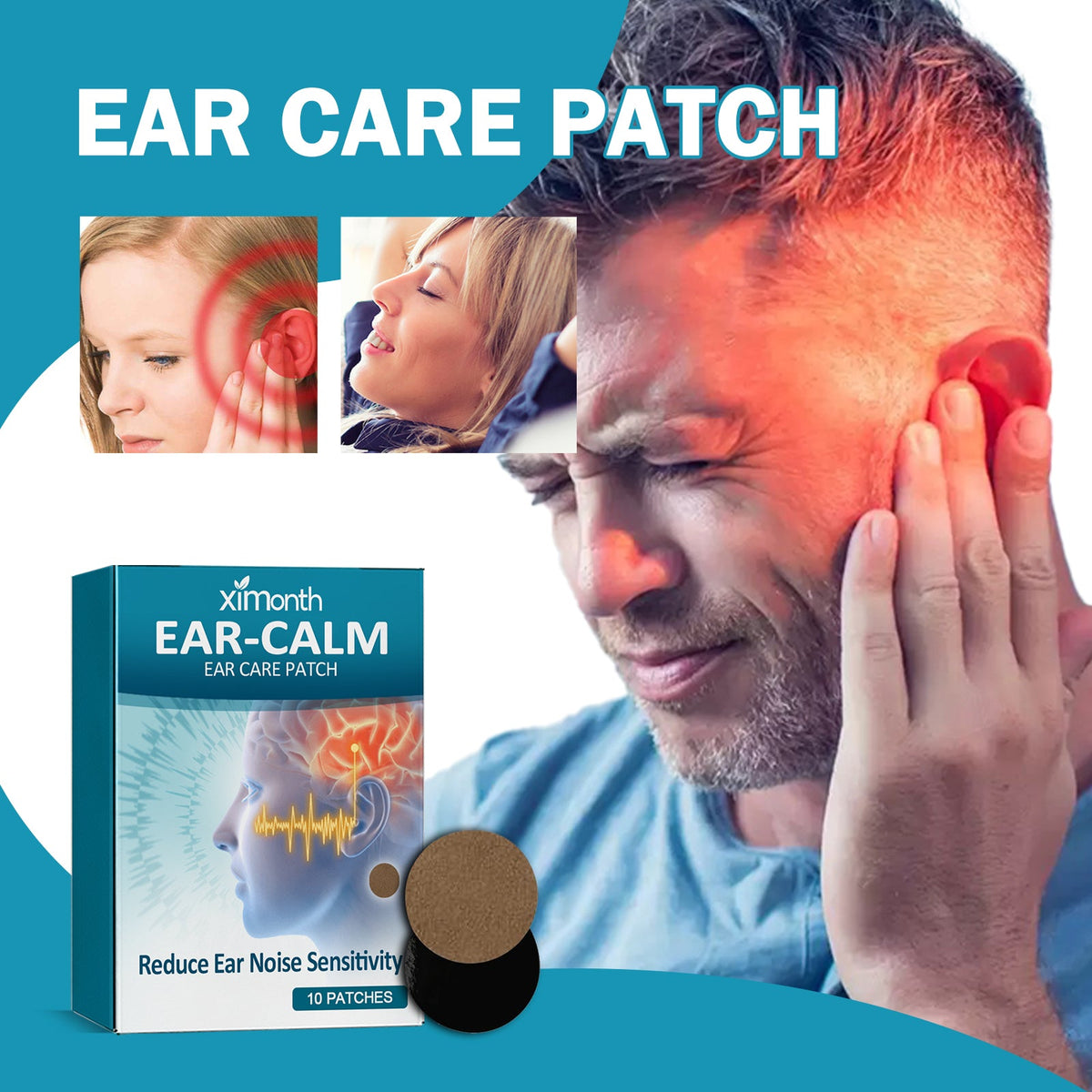 Ear Noise Relief Patches, 10-Pack, 8-Hour Acupoint Wear